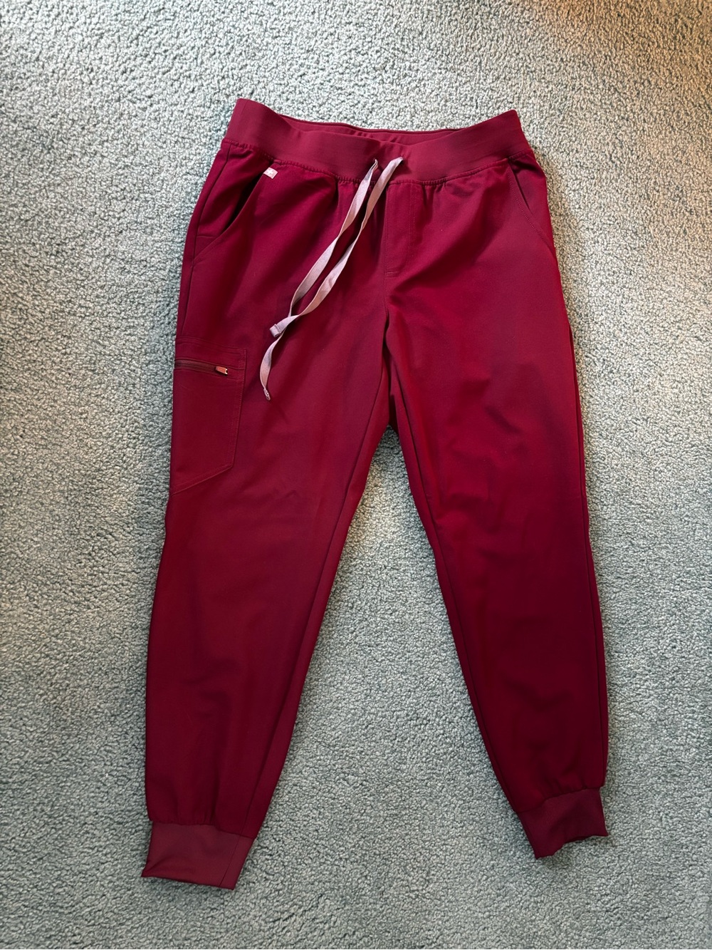 Figs Women's Burgundy Jogger Pants with Contrast Drawstring